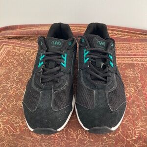 Ryka Dance/Fitness Shoe, Black and Turquoise, Women's 8.5